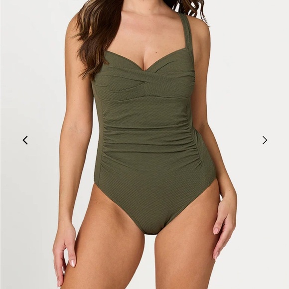 Niptuck Joanne Olive Green One-Piece Swimsuit Sz 6 nwt , 017 - Picture 1 of 7